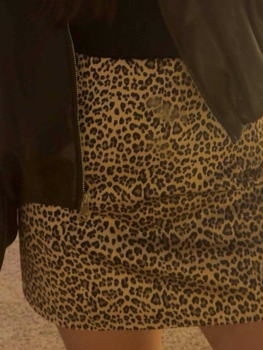 Leopard Print Mini Skirt in Beige and Black